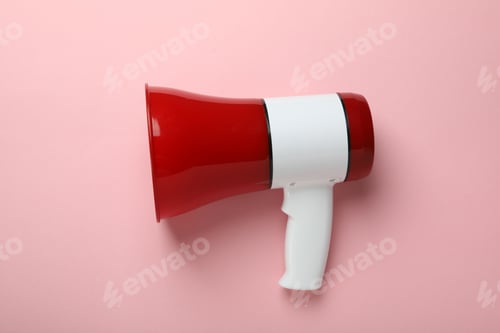 Preview: Red and white megaphone on pink background