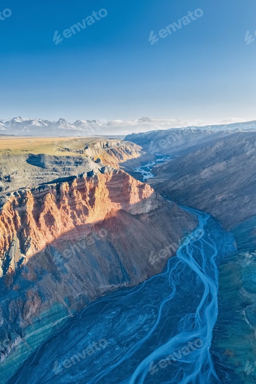 Preview: aerial view of beautiful canyon landscape in xinjiang