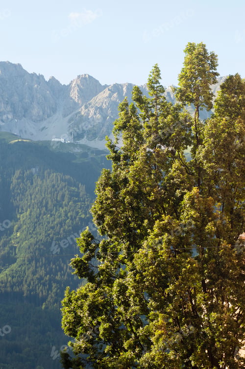 Preview: Picturesque view of the Innsbruck mountains on a sunny summer's day