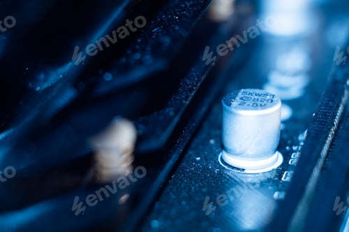 Preview: Macro shot of a microcircuit in blue lights