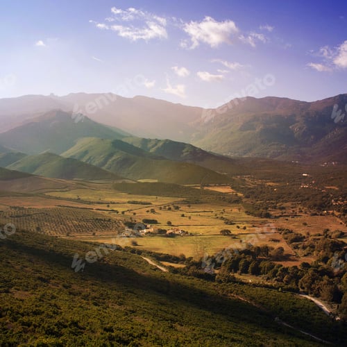 Preview: Colorful landscape of plain and mountains in Corsica