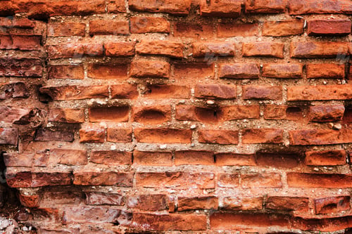 Preview: Old brick red wall,brickwork from an old brick in rustic style. Structure and pattern of destroyed s