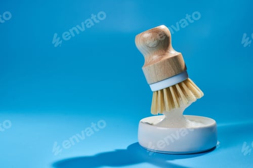 Preview: Ecological household product. Round brush for washing dishes and vegetables.