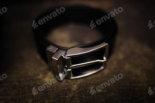 Preview: men's black uniform for pants. black leather belt. fashion leather belt on wooden background