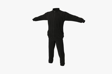 Preview: Black tracksuit with extended sleeves and tapered pants
