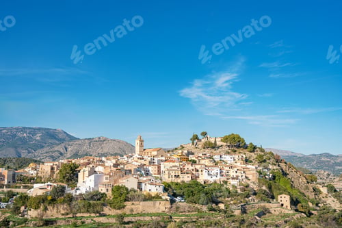 Preview: Landscape with the picturesque town of Polop in Alicante, Spain