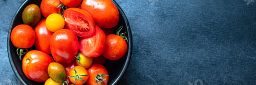Preview: Tomato Fresh Vegetable For Salad, Harvest Meal On The Table Tasty Top View Copy Space For Text Food