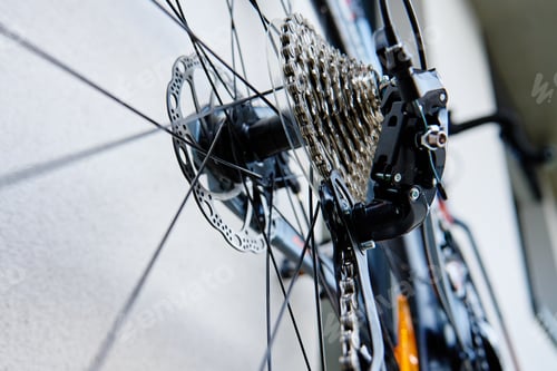 Preview: Bicycle gear drivetrain and cassette, close up