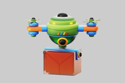 Preview: Cartoon delivery drone with envelope