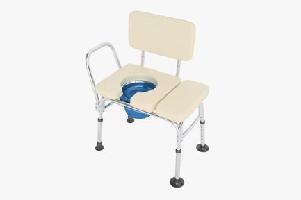 Preview: Adjustable Height Commode Shower Chair with Removable Pan