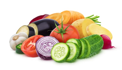 Preview: Mix of different vegetables isolated on white background