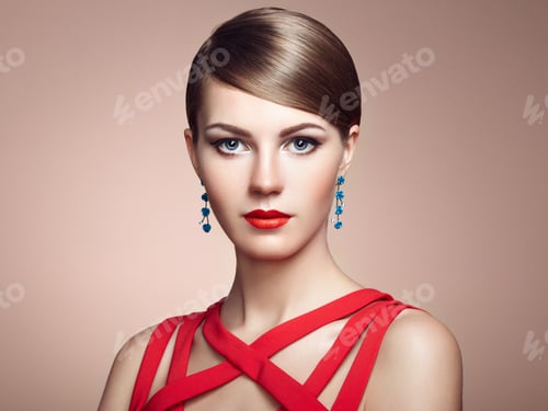 Preview: Fashion portrait of elegant woman with magnificent hair