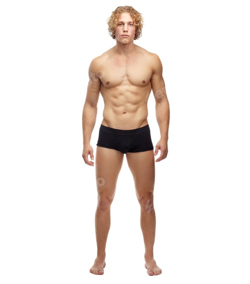 Preview: He just oozes masculinity. A full length portrait of a muscular young man, isolated on white.