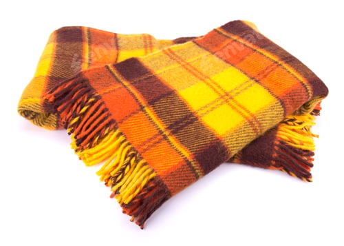 Preview: Soft and warm folded wool plaid with fringe