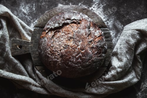 Preview: Fresh Baked bread on dark background