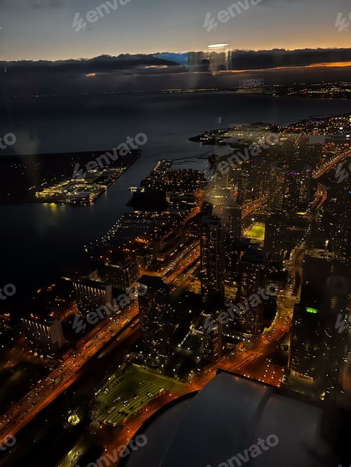 Preview: Skyscrapers in the city during evening and night lights