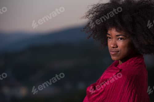 Preview: outdoor portrait of a black woman with a scarf