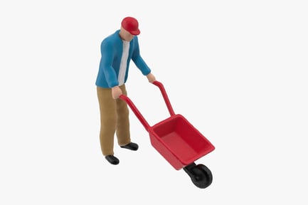 Preview: Miniature Workman with Wheelbarrow
