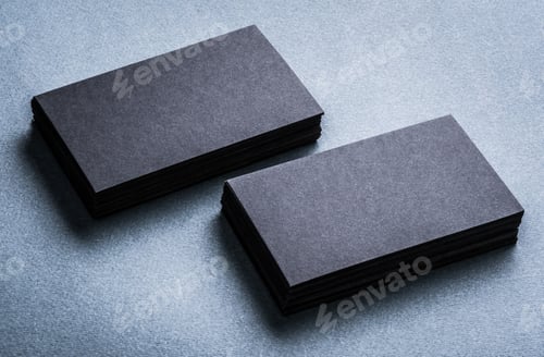 Preview: Stacks of black blank business cards