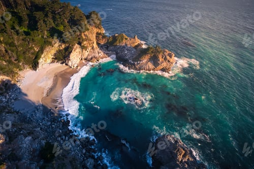 Preview: Aerial View of McWay Falls and Cove Beach in BIg Sur, California