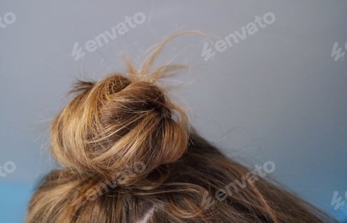 Preview: Close-Up of Bun Hairstyle against Grey Backdrop