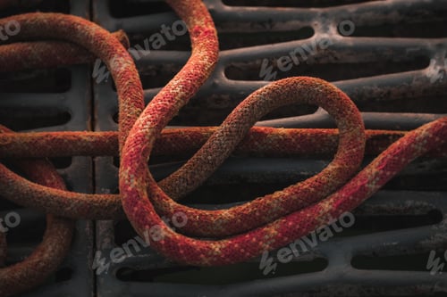 Preview: Thick rope on a rusty storm drain background