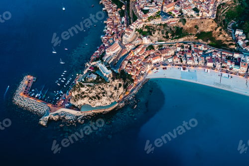 Preview: Aerial view of Scilla by night. Calabria, Italy.