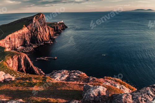 Preview: Dusk at the Neist point lighthouse, Scotland, UK