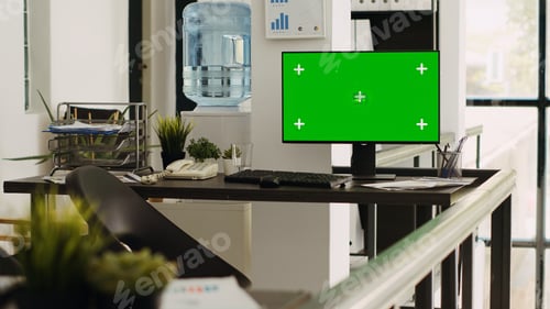 Preview: Empty coworking space with pc