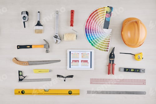 Preview: Construction tools flatlay