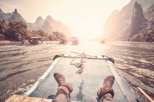 Preview: Relax on the Li River bamboo raft, China.