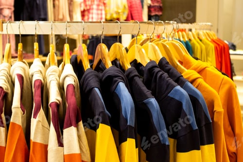 Preview: Closeup shot of beautiful shirts on the hangers