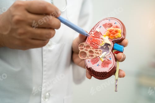 Preview: Kidney disease, Chronic kidney disease ckd, Doctor hold model to study and treat in hospital.