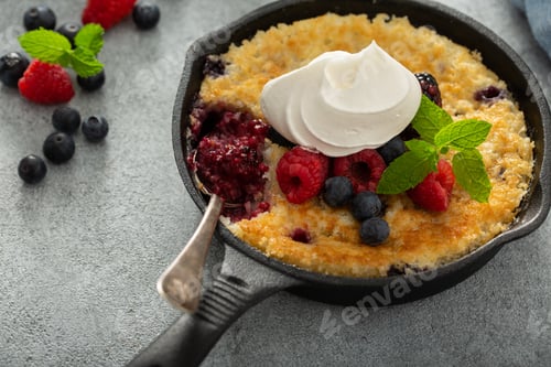 Preview: Berry crumble baked in small cast iron pans