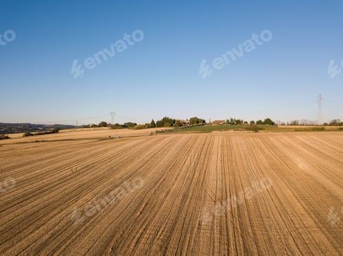 Preview: Aerial shot of a green farm in the countryside