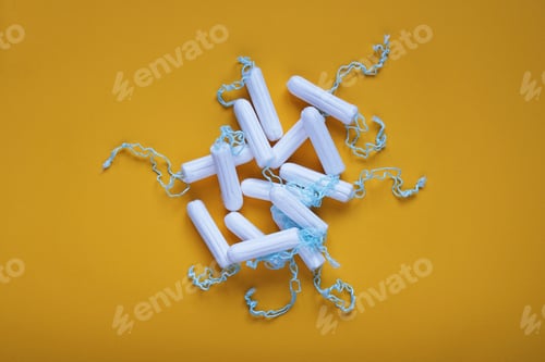 Preview: heap or pile of tampons - period or menstruation concept