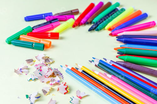 Preview: Set of colorful accessories for painting and drawing.