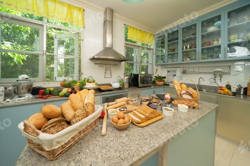 Preview: Homemade cooking and baking a cake dessert, Food bread, toasts, dough ingredients in kitchen