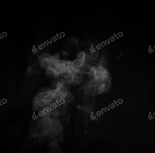 Preview: White smoke on black background. Figured smoke on dark background. Abstract design element