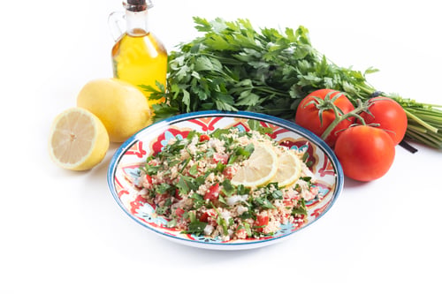 Preview: Tabbouleh salad with couscous isolated on white background