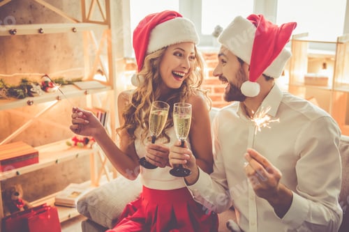 Preview: Beautiful couple celebrating Christmas