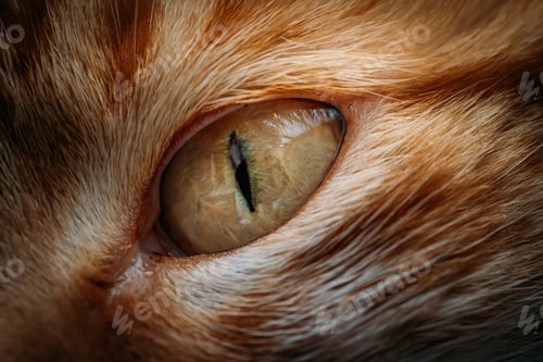 Preview: Close-up shot of a cat's green eye staring forward