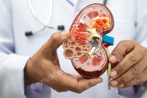Preview: Kidney disease, Chronic kidney disease ckd, Doctor hold human model.