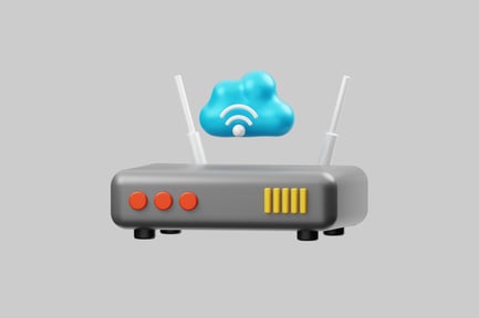 Preview: Cartoon router with cloud wifi