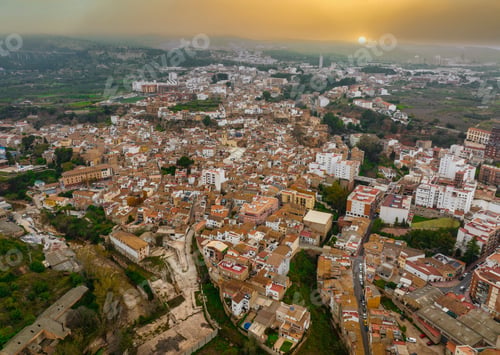Preview: Aerial image of the urban center of Bunyol, Valencia, Spain