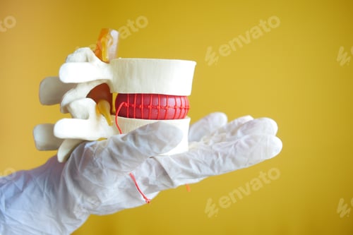 Preview: holding a sample of Spinal cord against yellow
