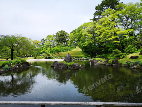 Preview: Zen garden with path and water lake