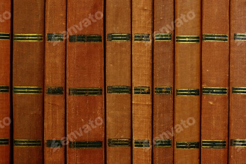 Preview: Background From Shabby Covers Of Old Books, These Books Are Placed Vertically In The Same Row