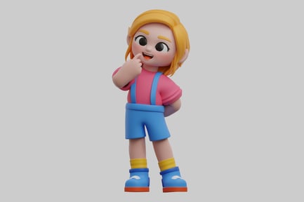 Preview: Pensive cartoon girl character design