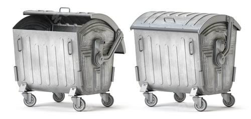Preview: Metal garbage contaner or refuse trash bin isolated on white. 3